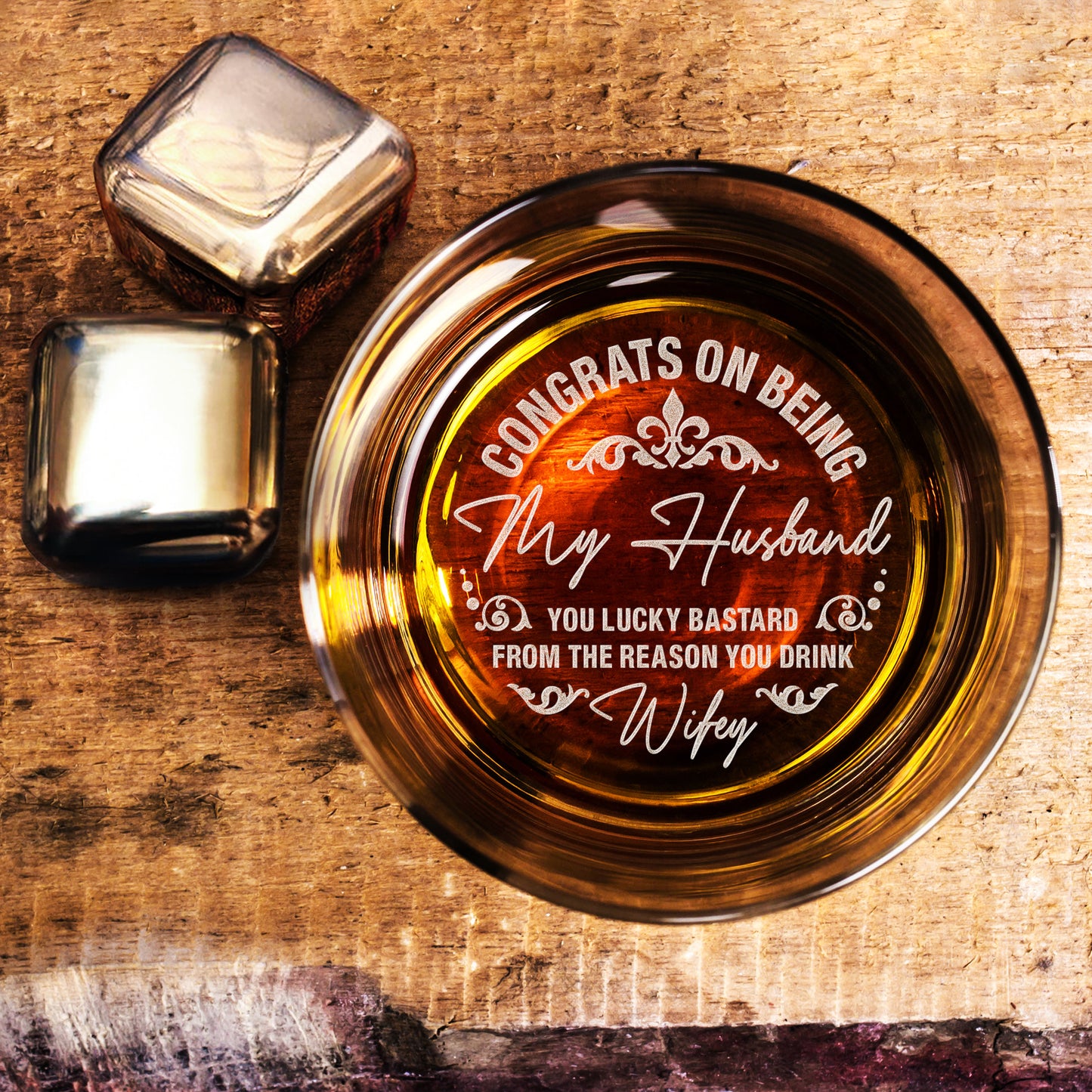 Congrats On Being My Husband Personalized Whiskey Glass