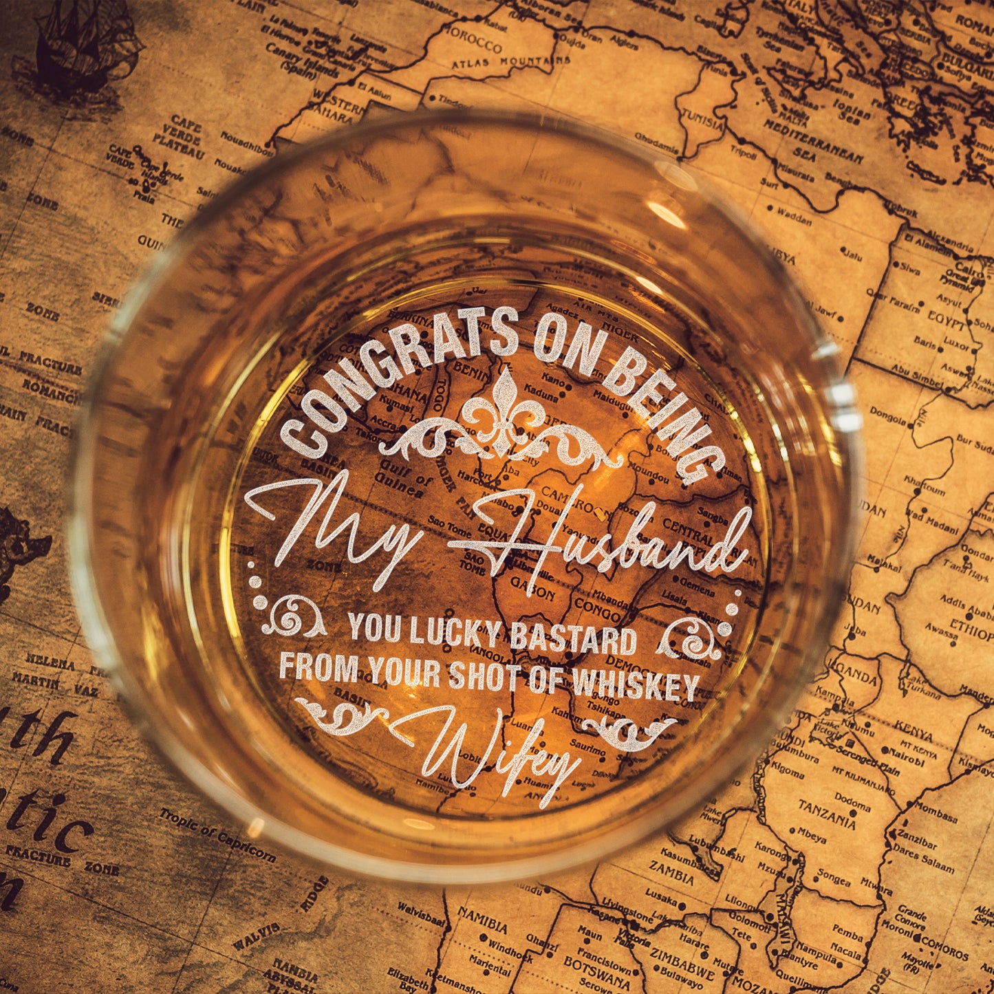 Congrats On Being My Husband Personalized Whiskey Glass