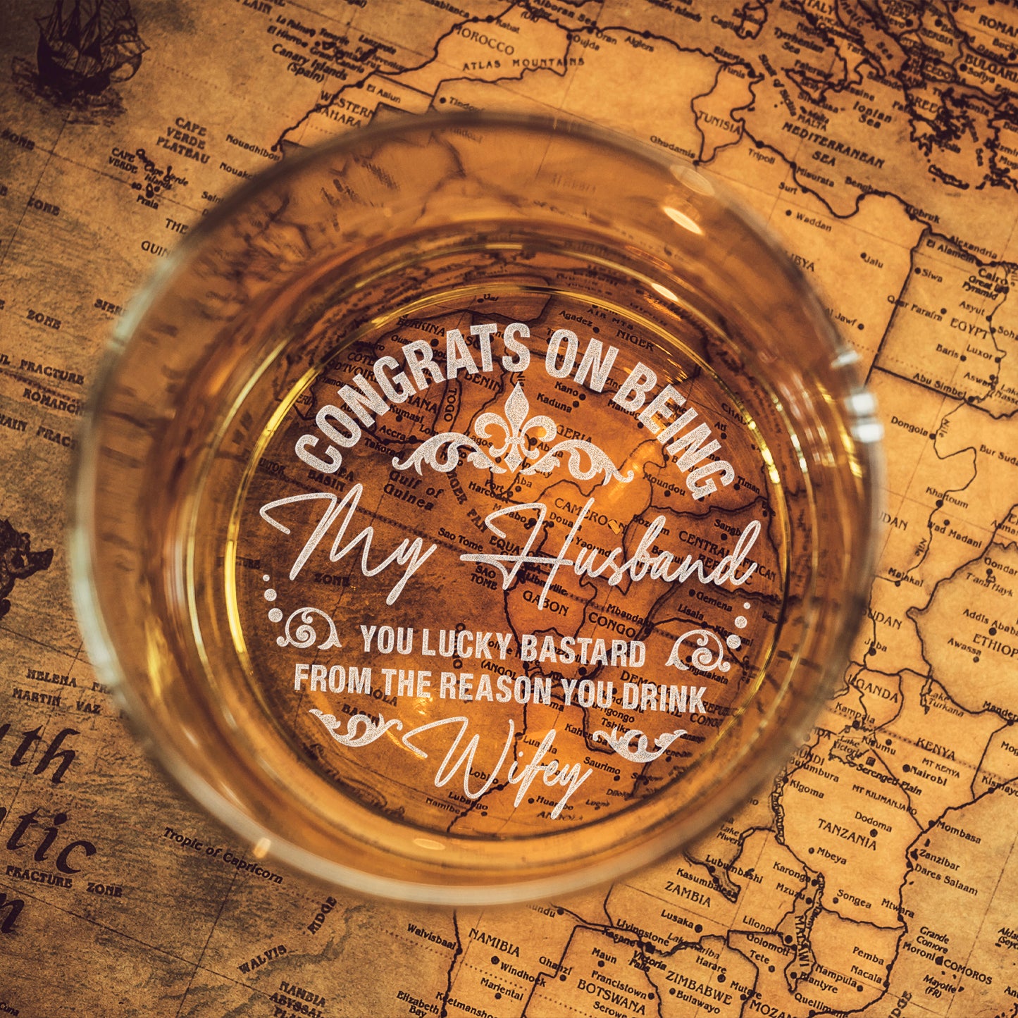 Congrats On Being My Husband Personalized Whiskey Glass