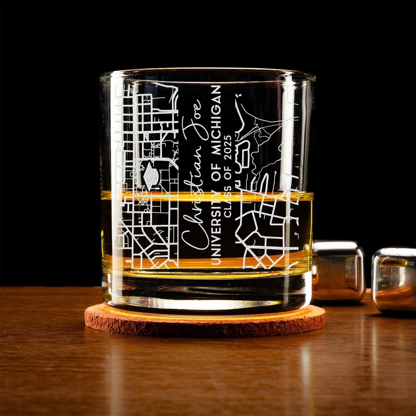 Custom Campus Map Graduation Whiskey Glass