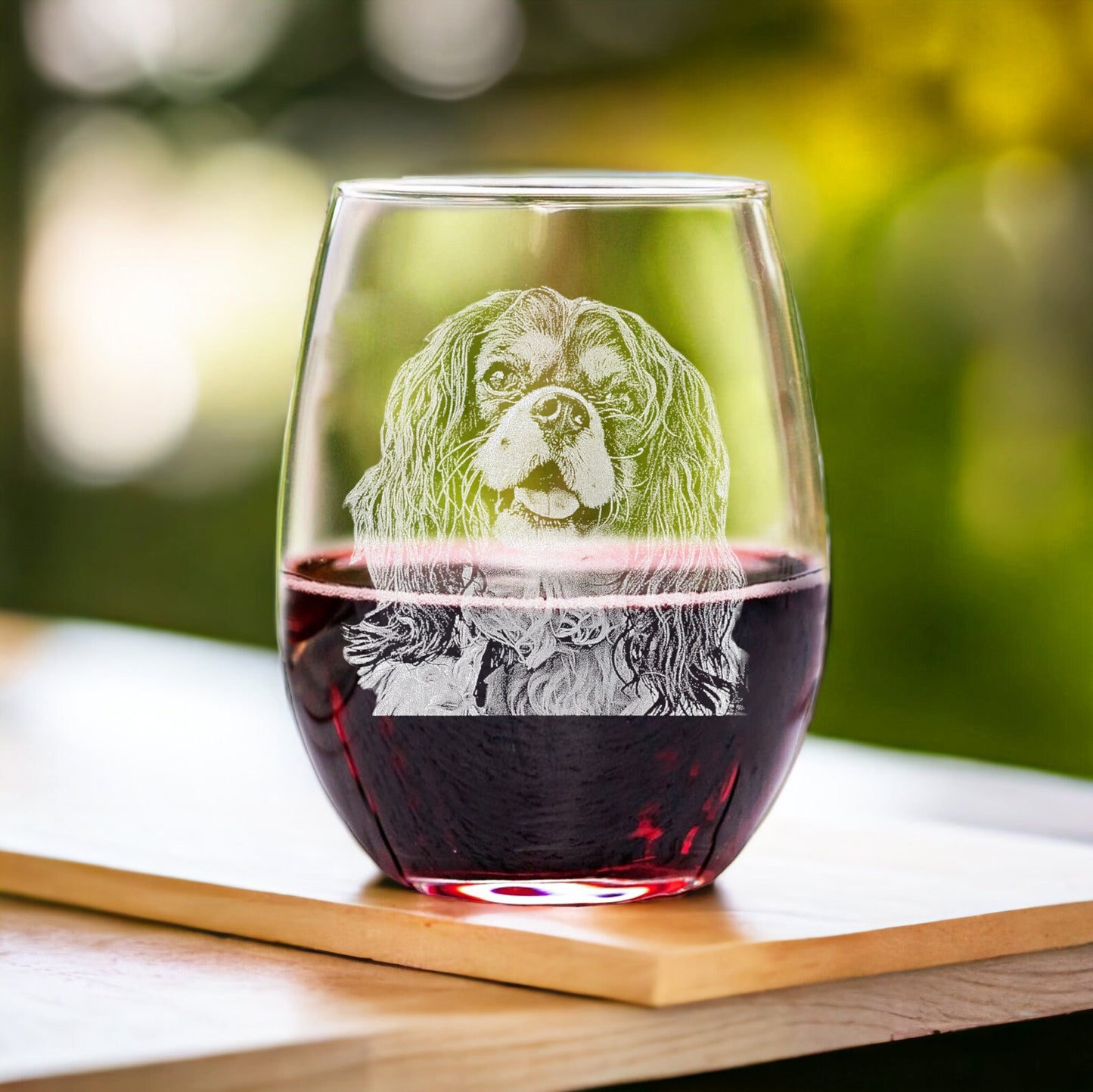 Custom Dog Photo Stemmed Wine Glass Engraved