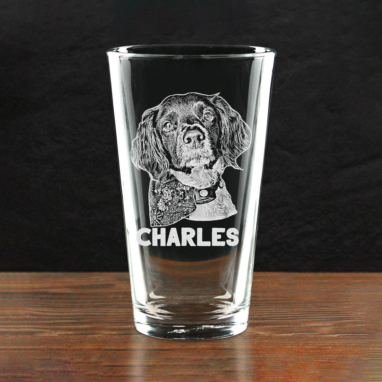 Custom Dog Photo Stemmed Wine Glass Engraved