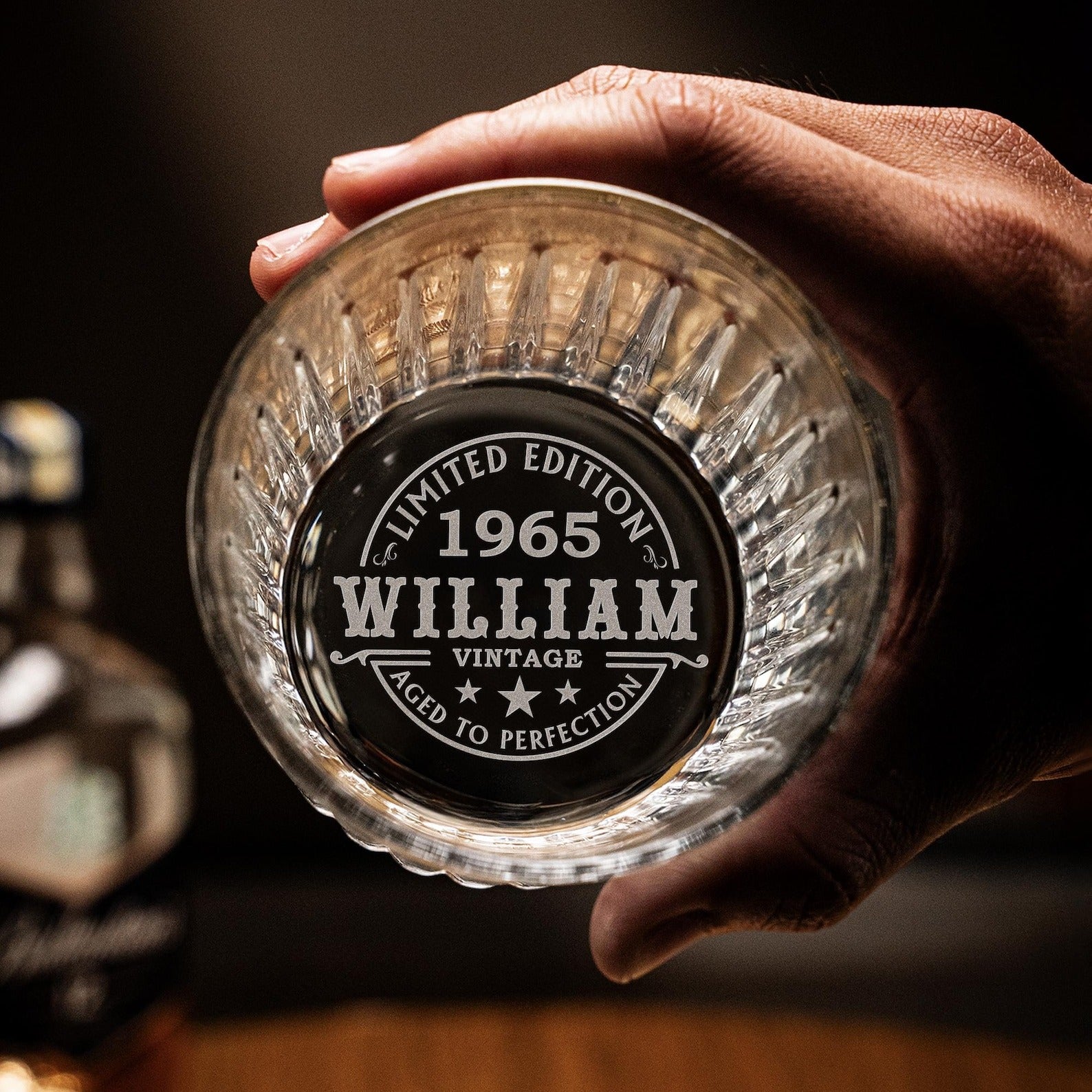 Custom 60th Birthday Crystal Whiskey Glass Engraved