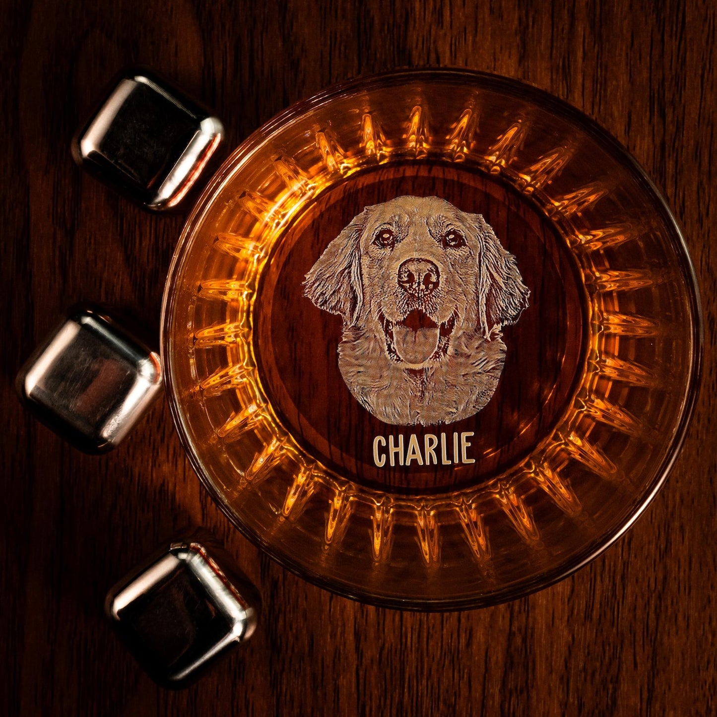 Custom Engraved Dog Crystal Whiskey Glass Bottom 1