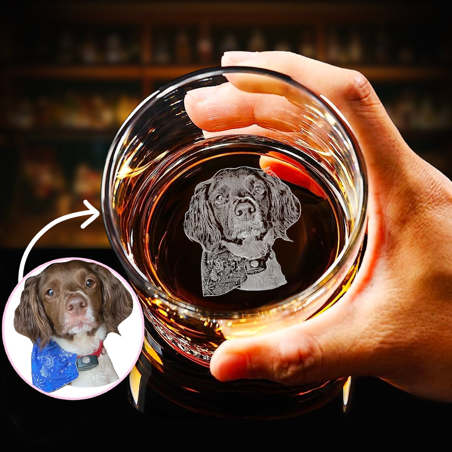 Custom Engraved Dog Whiskey Glass Bottom