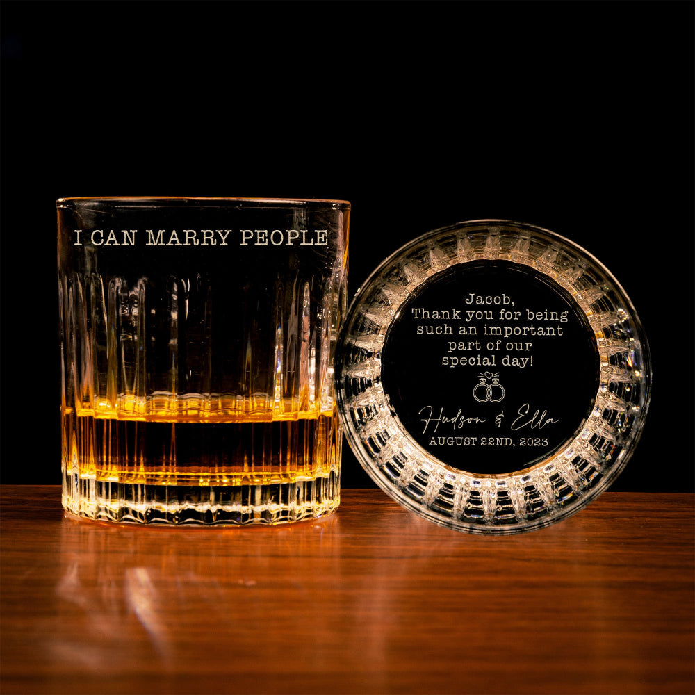 I Can Marry People Personalized Crystal Whiskey Glass