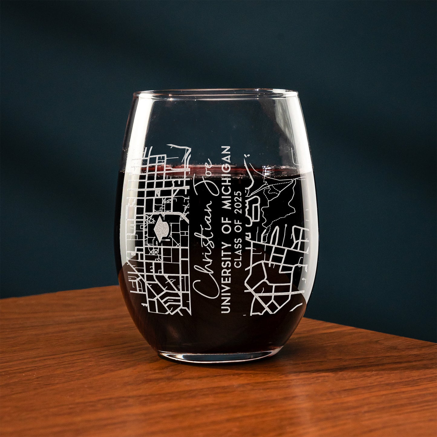 Custom Campus Map Graduation Wine Glass