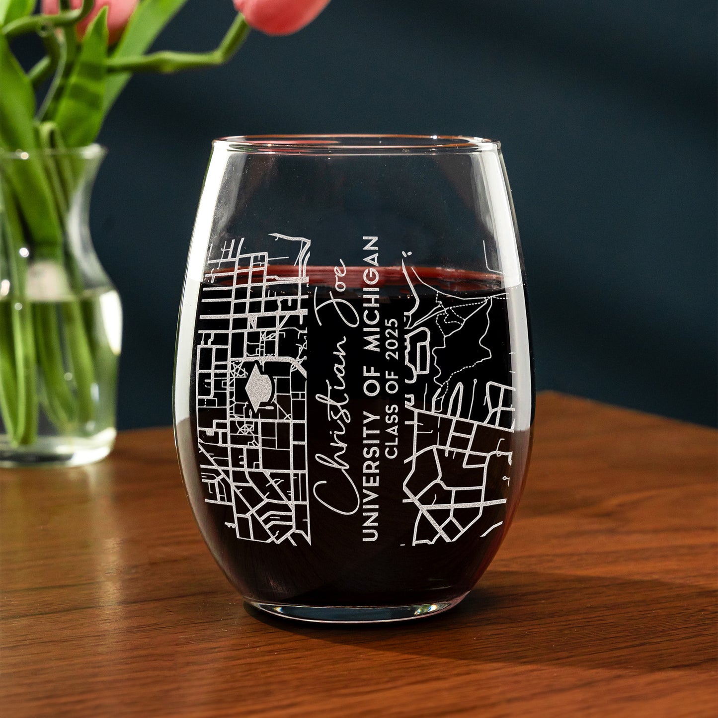 Custom Campus Map Graduation Wine Glass