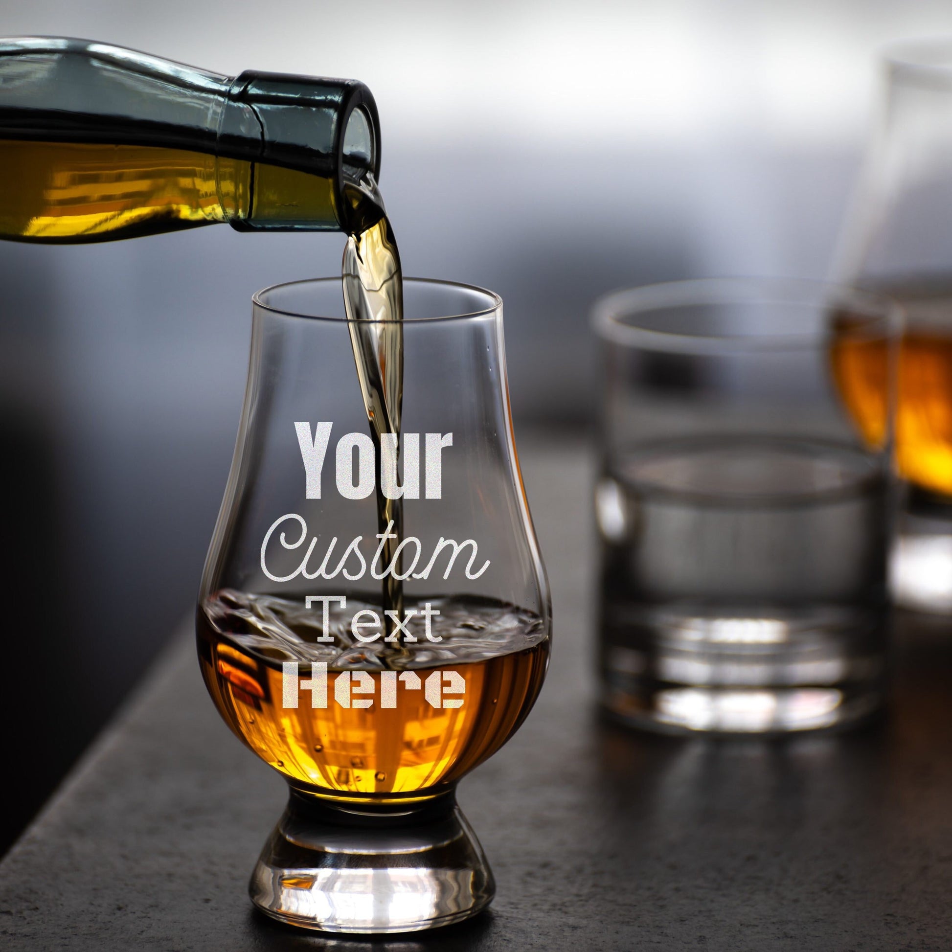 Personalized Glencairn Whiskey Glass, custom barware gift for men
