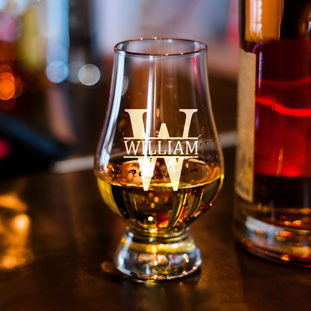 Personalized Monogram Glencairn Whiskey Glass, engraved barware for men