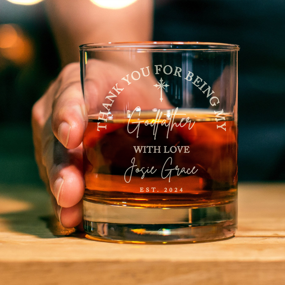 Thank You For Being My Godfather Personalized Whiskey Glass