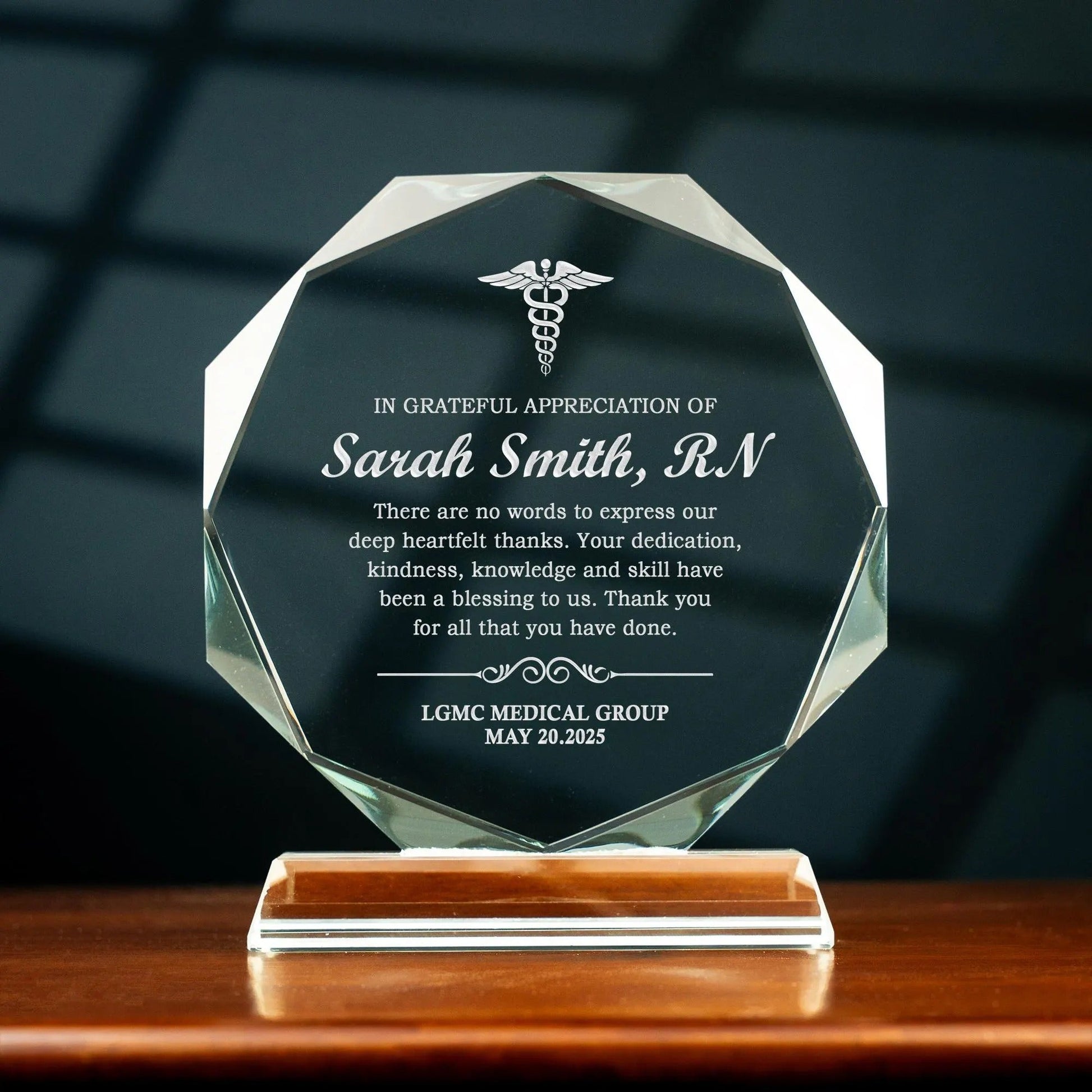 personalized glass awards for corporate recognition and milestone celebrations