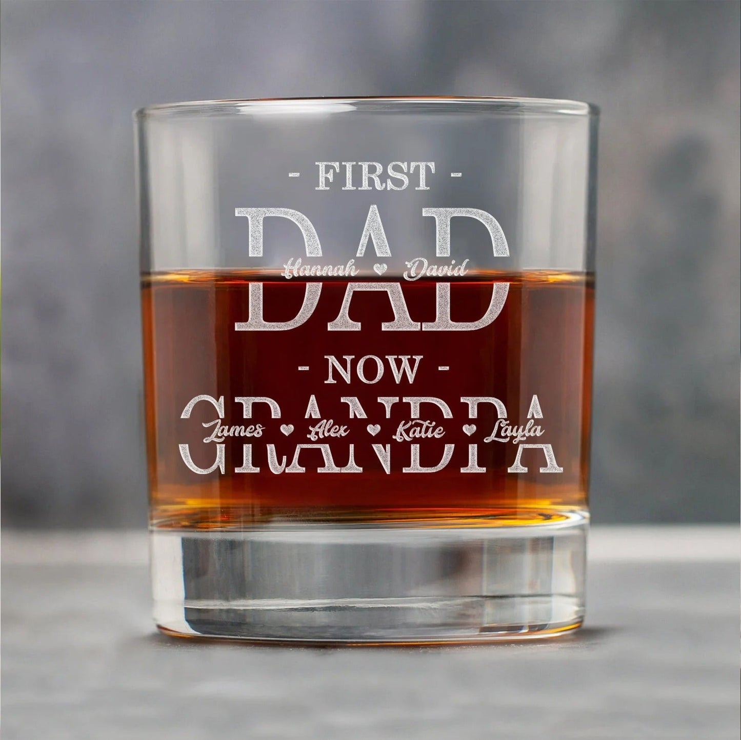 personalized whiskey glasses first dad now grandpa
