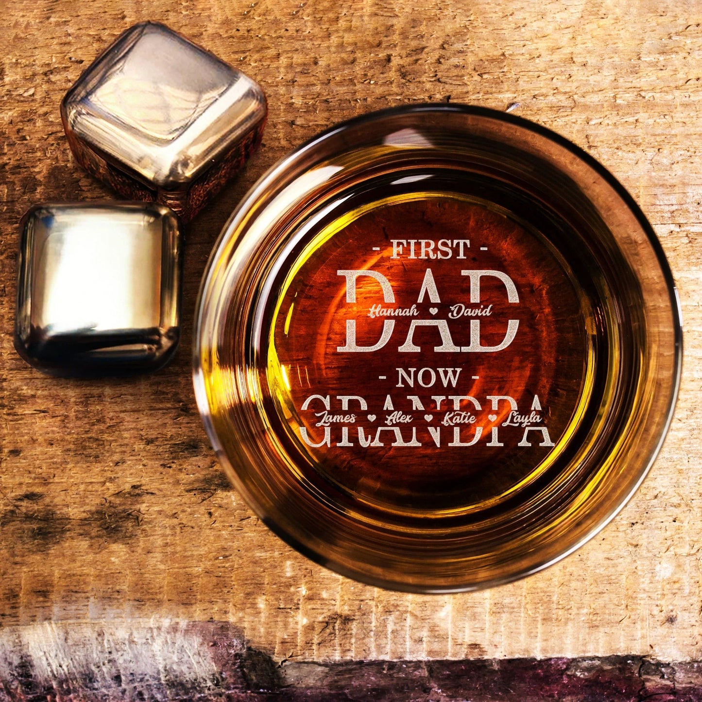 personalized engraved whiskey glasses first dad now grandpa