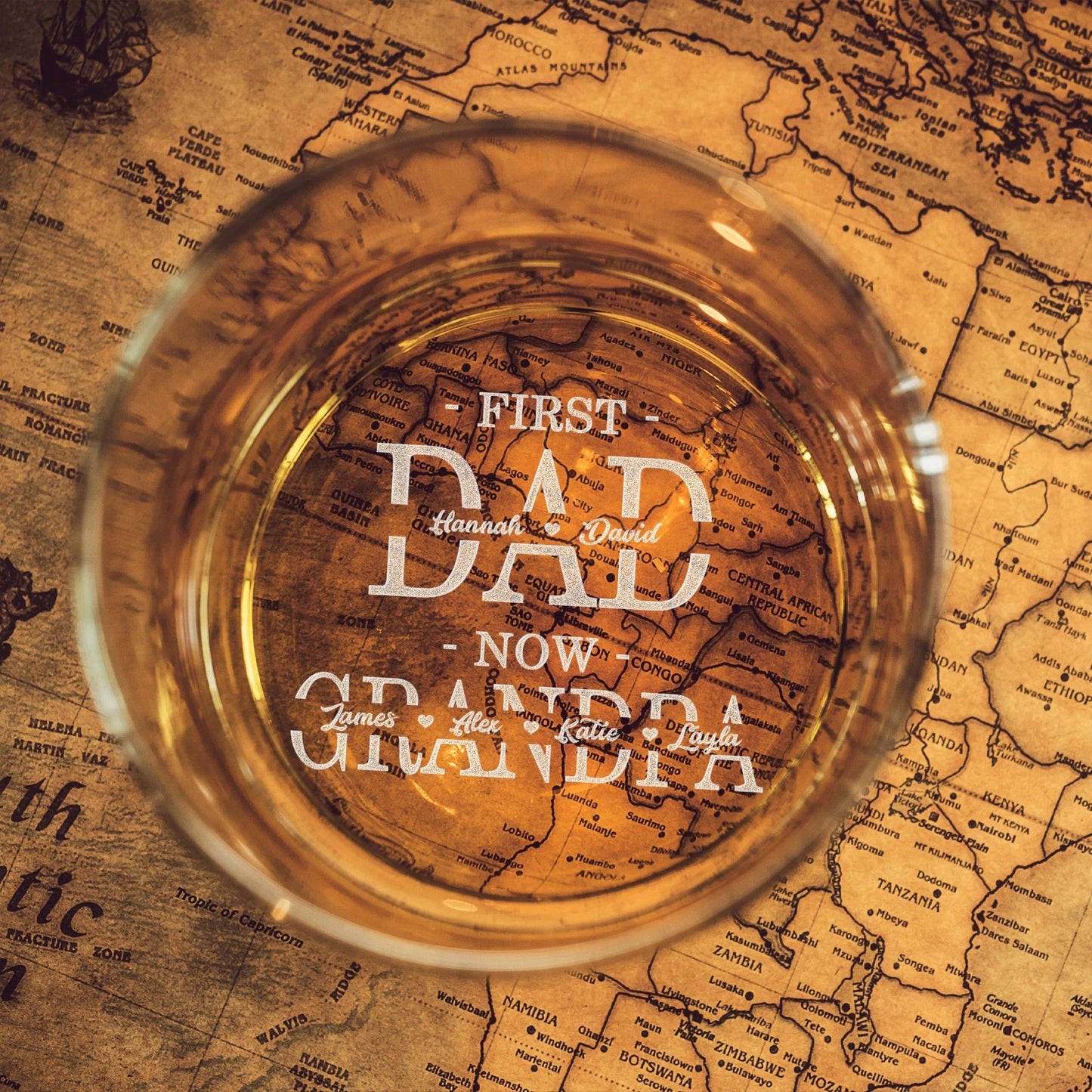 whiskey glasses personalized first dad now grandpa