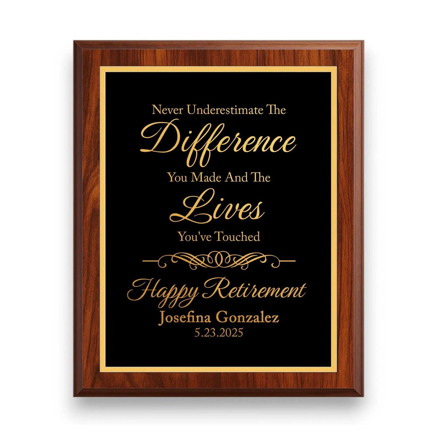 Staff recognition ideas with engraved retirement plaques to celebrate a career milestone