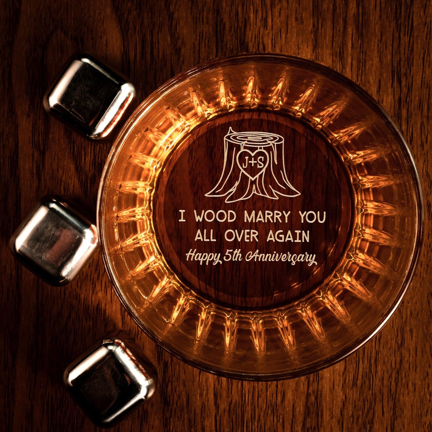 Wedding anniversary gifts for couple made special with personalized whiskey glasses