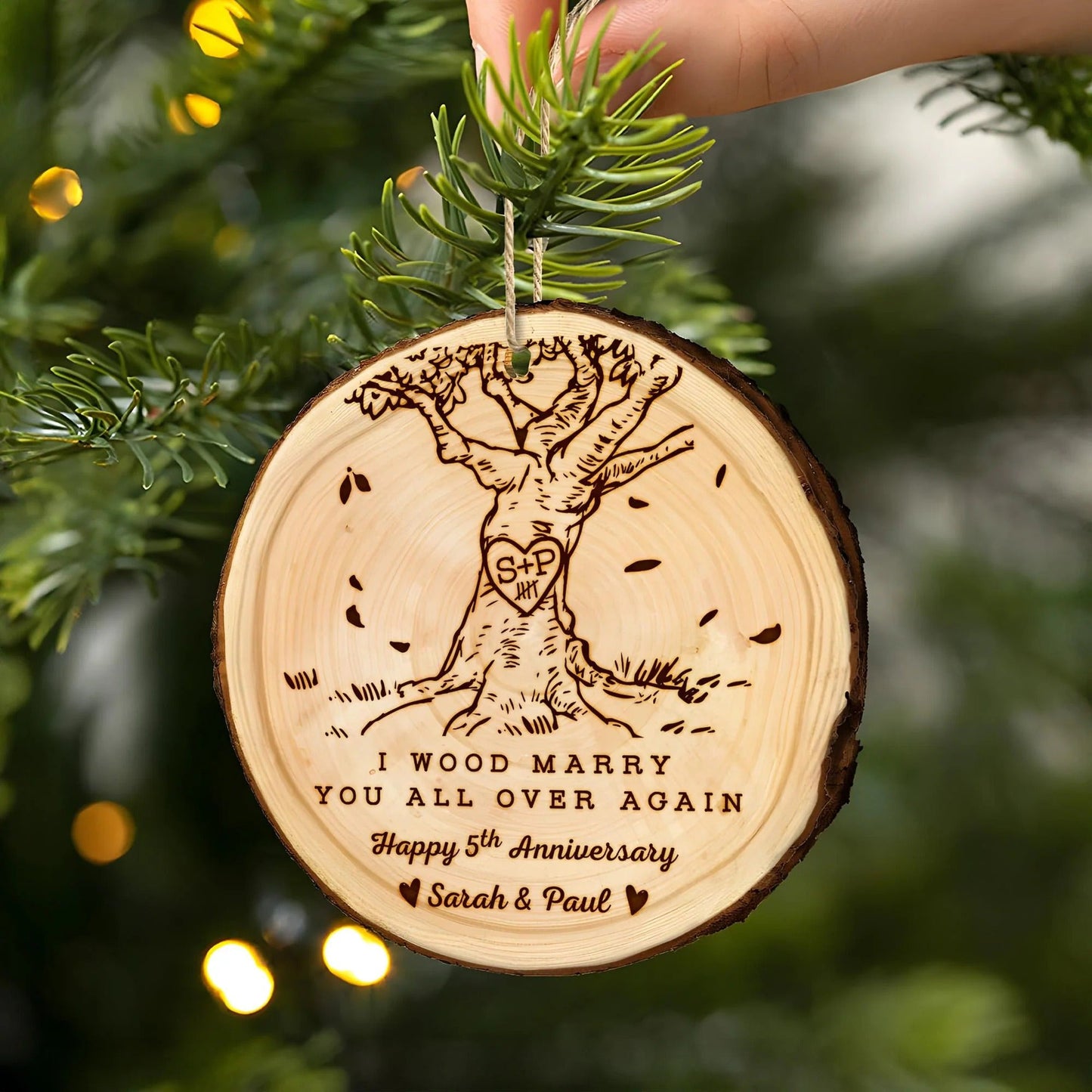 Christmas gifts for couples featuring I Wood Marry You All Over Again Personalized Ornament