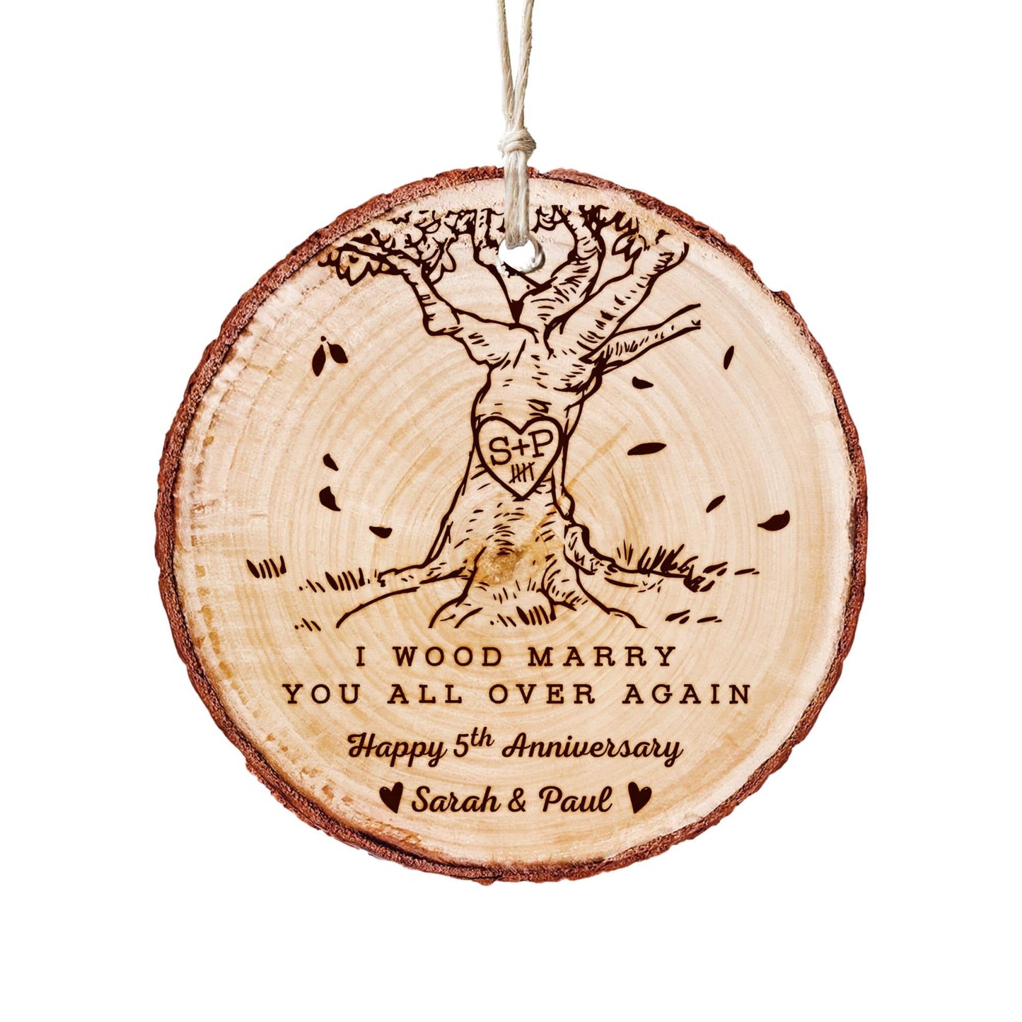 I Wood Marry You All Over Again Personalized Ornament as heartfelt anniversary gift for couple