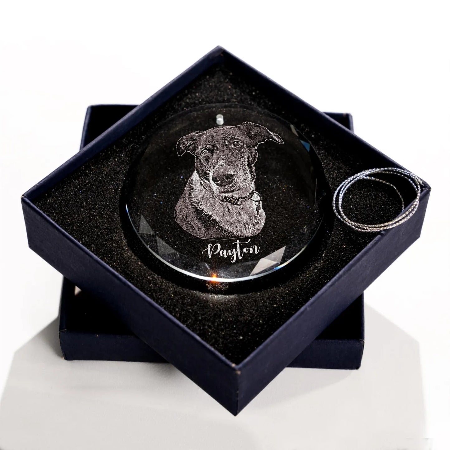 Personalized Dog Photo Glass Ornament Engraved