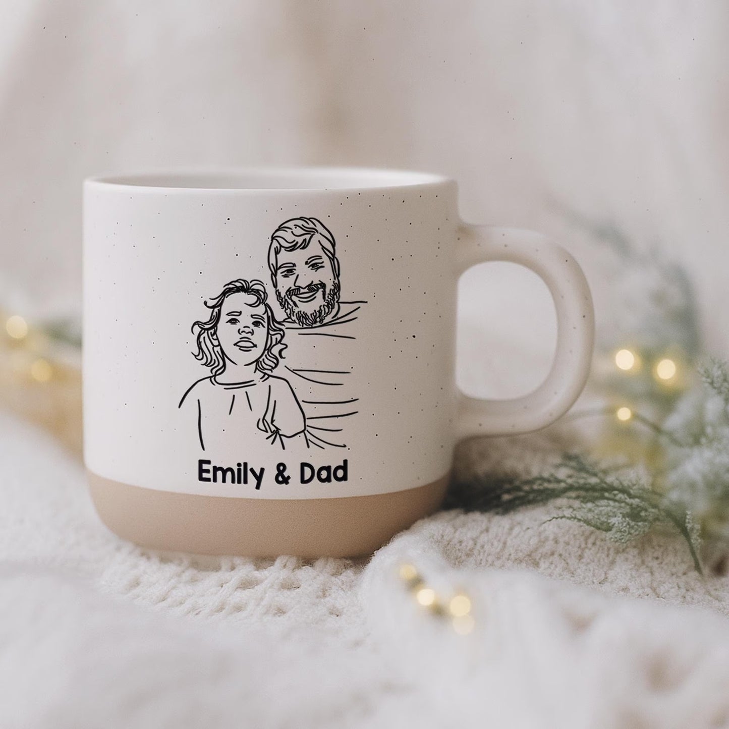 Line Art Custom Pottery Mugs with Photo – heartfelt daddy presents from daughter for Father's Day