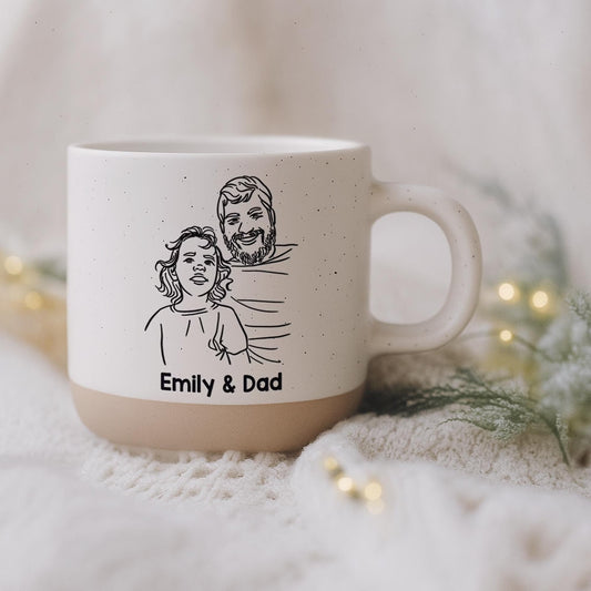 Line Art Custom Pottery Mugs with Photo – heartfelt daddy presents from daughter for Father's Day