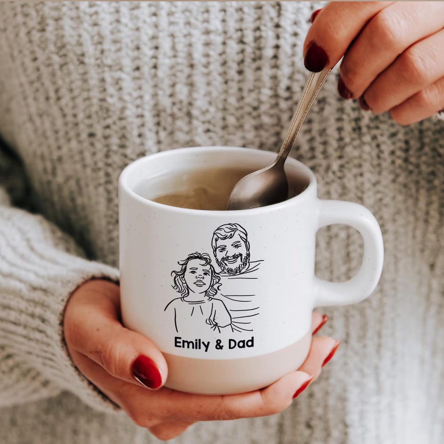 Father day gifts from daughter made special with personalized line art custom pottery mugs