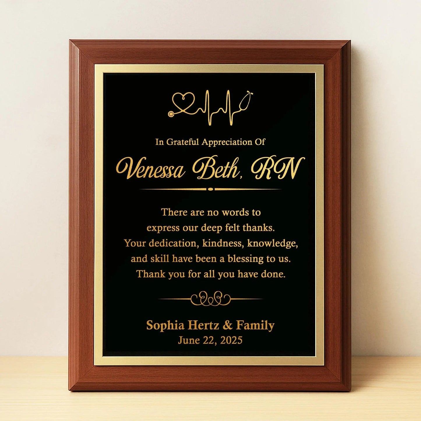 Nurse Appreciation Custom Plaque as heartfelt nurse appreciation gifts for dedicated caregivers
