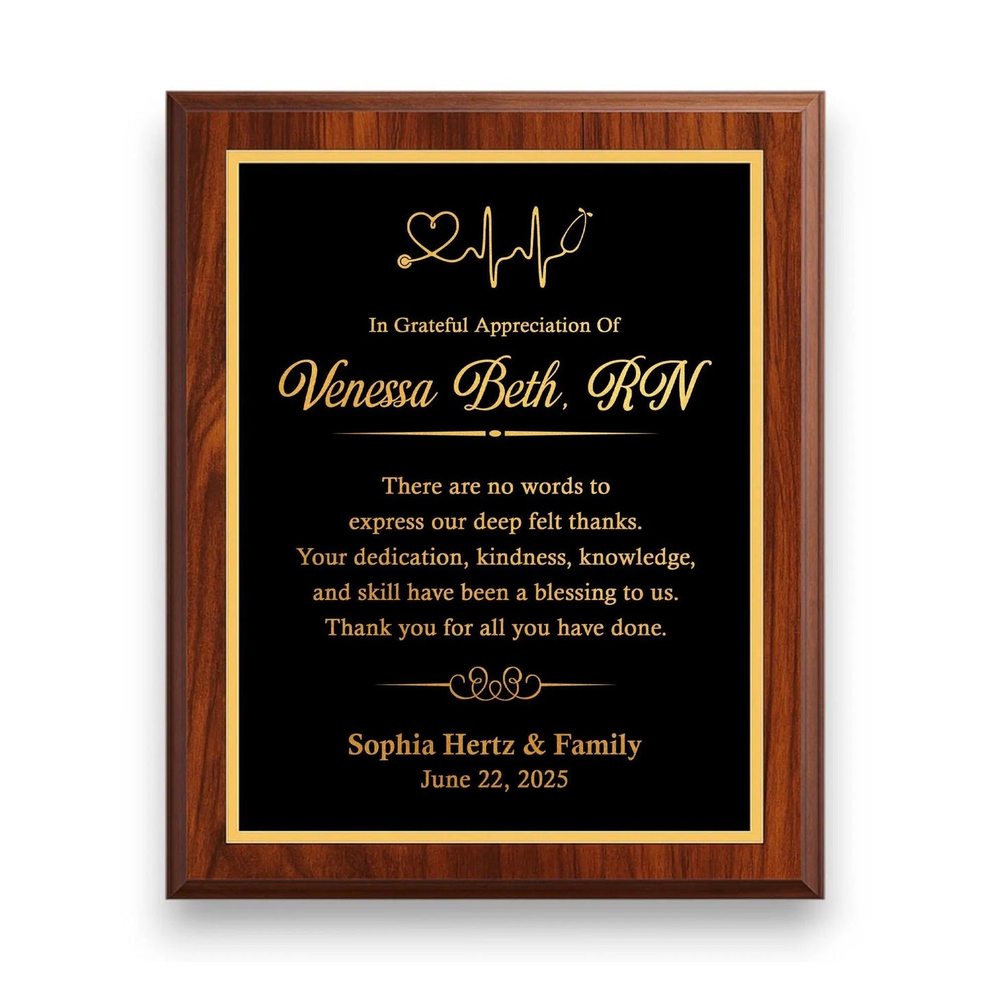 Nurses Appreciation Week gifts like personalized plaques to celebrate nursing excellence