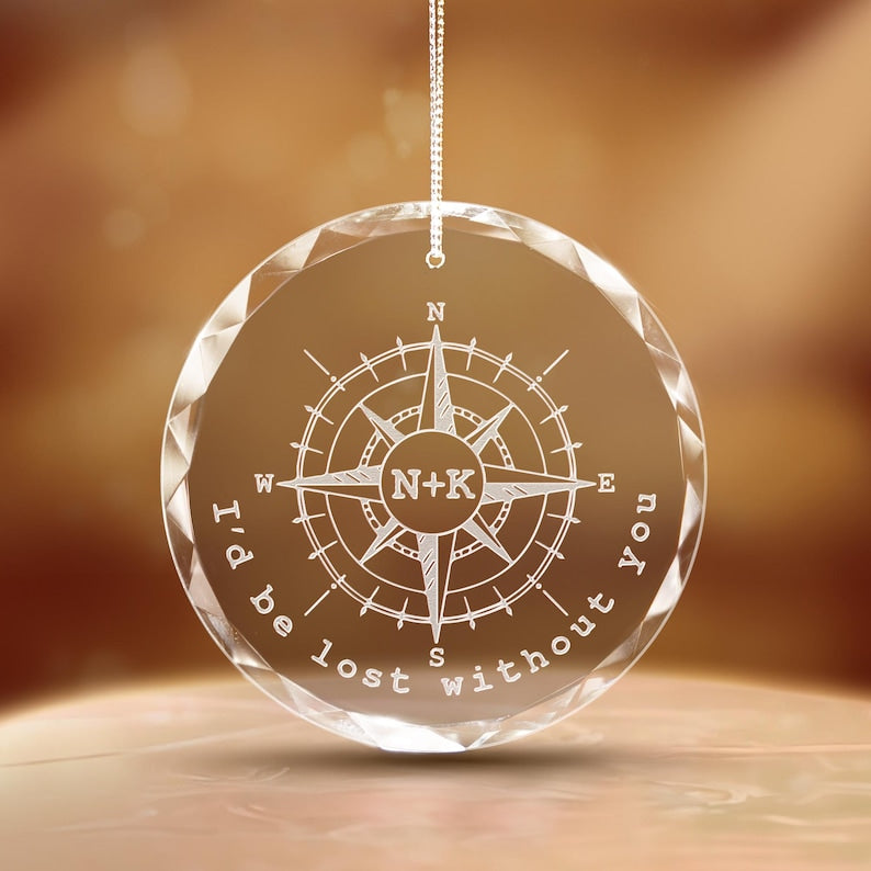 Compass engraved gift style Personalized Anniversary Compass Ornament for meaningful anniversaries