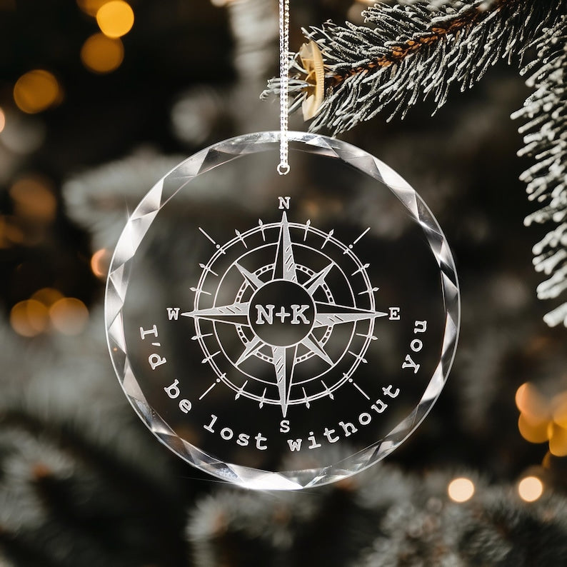 Custom christmas ornament Personalized Anniversary Compass Ornament as a timeless keepsake