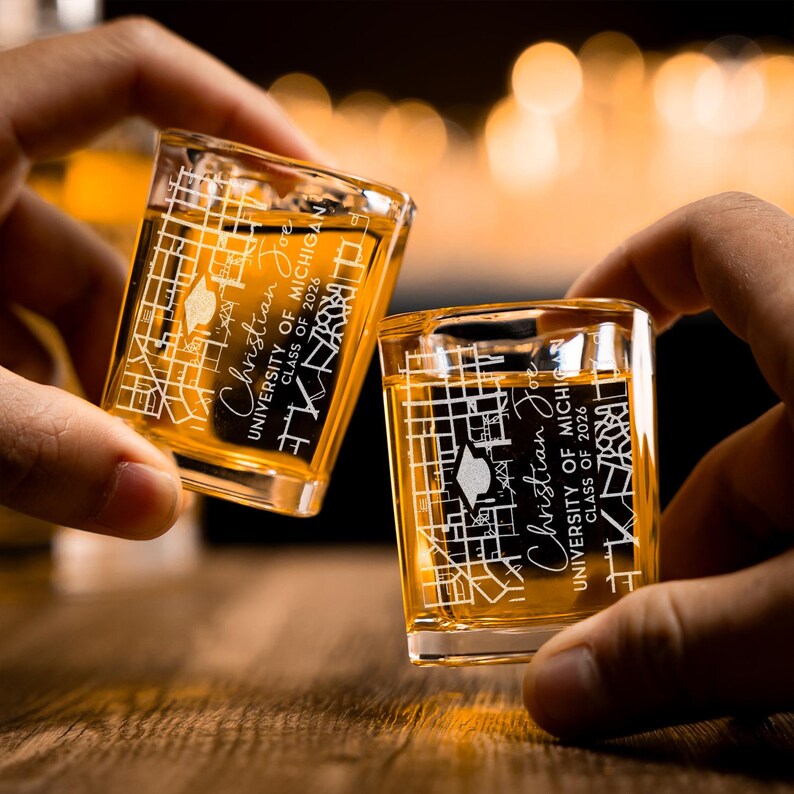 The perfect customized graduation gift, this college map shot glass is a must-have for new graduates.