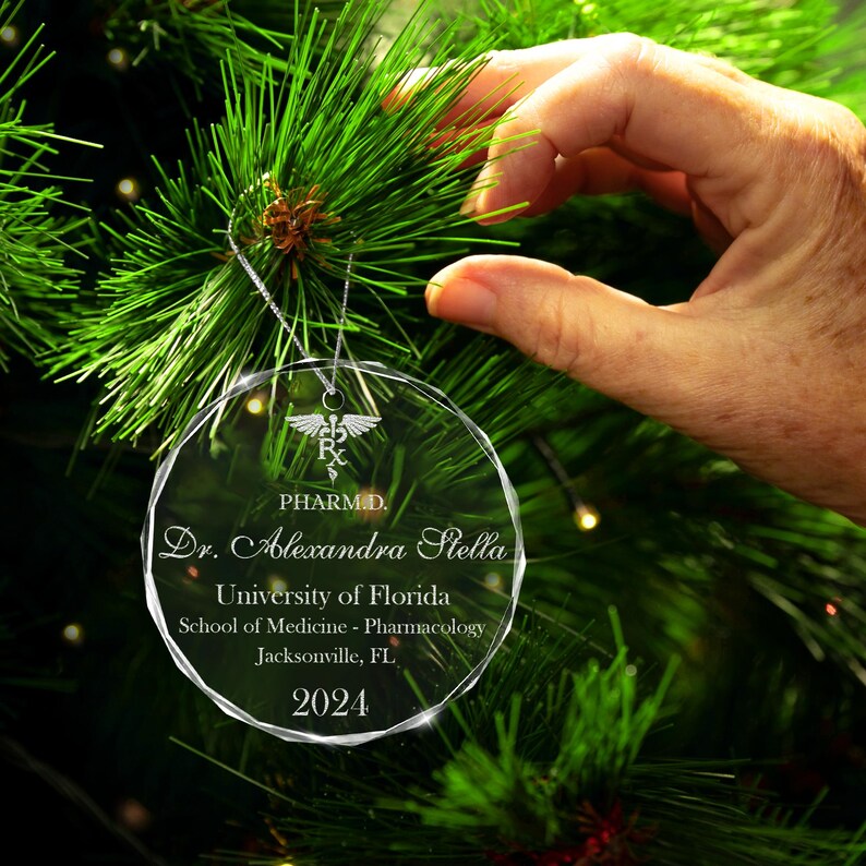Graduation ornaments personalized with a Personalized Doctor of Pharmacy Graduation Ornament