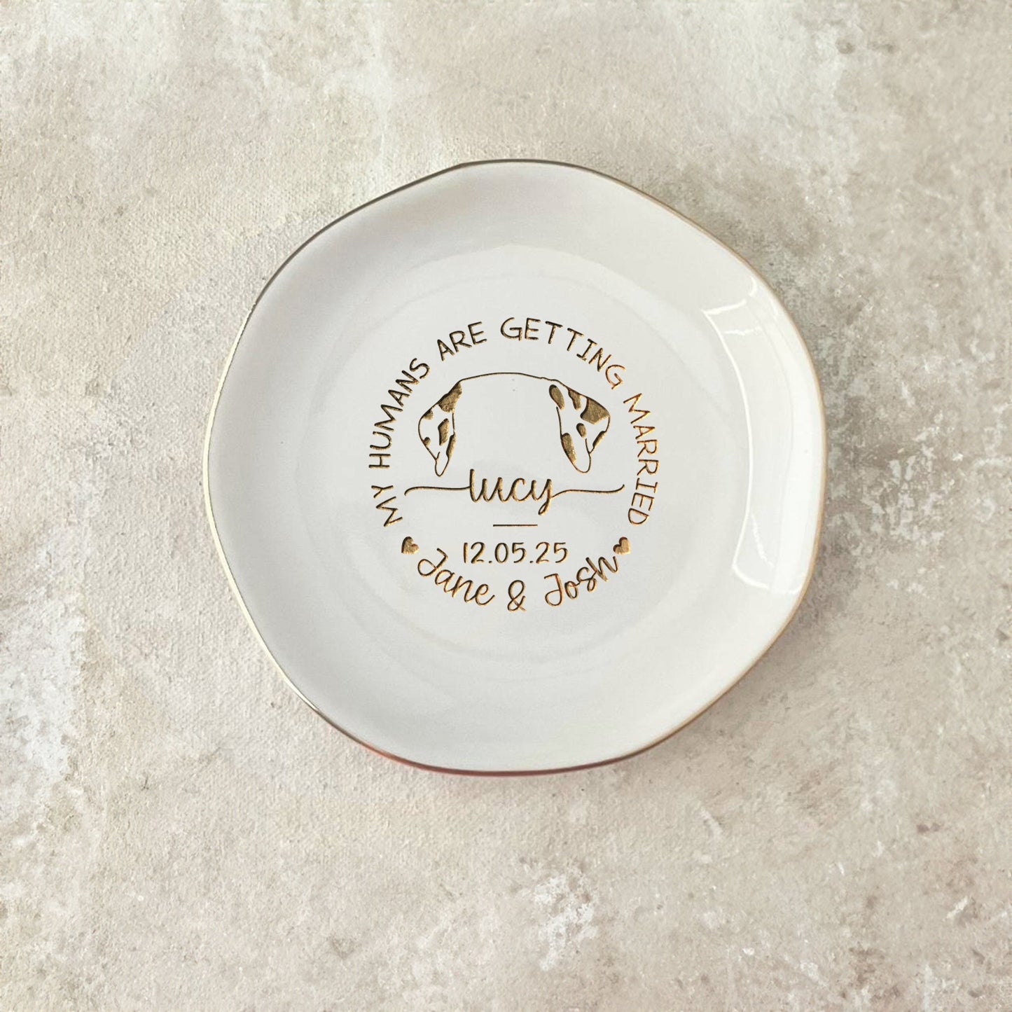 Wedding ring dish featuring paw print design perfect for dog mom gifts and pet owners