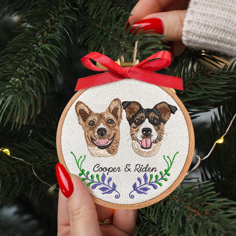 Custom Photo Ornament Embroidery Ornament Gifts for Pet Owners