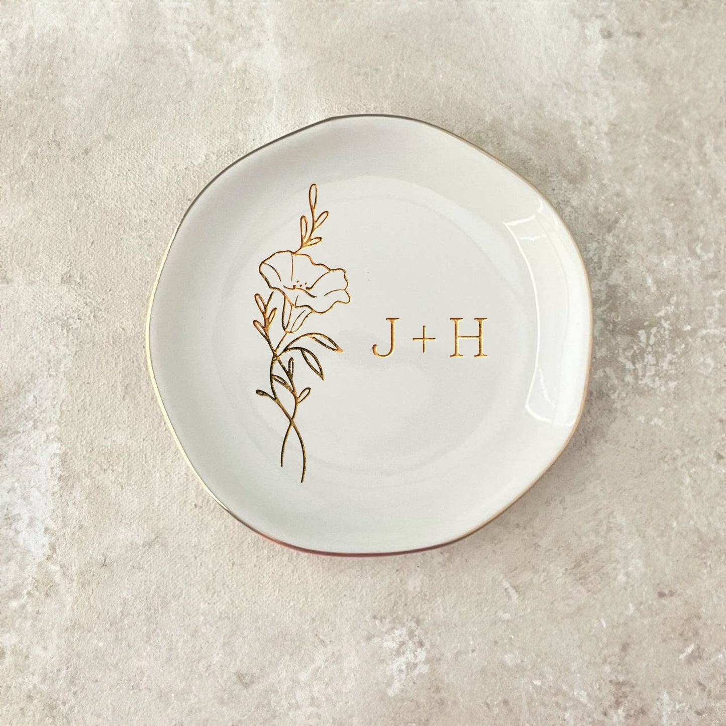 Bridal shower gifts featuring personalized engagement ring holder for the bride to be