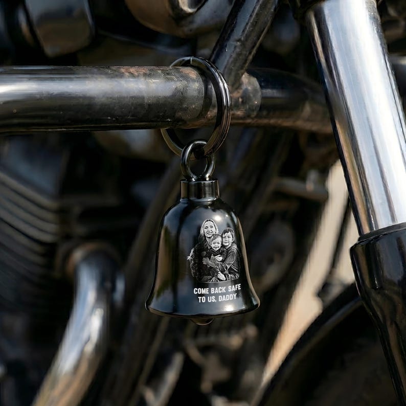 Durable custom engraved guardian bell, providing a professional way to carry family photo memories.