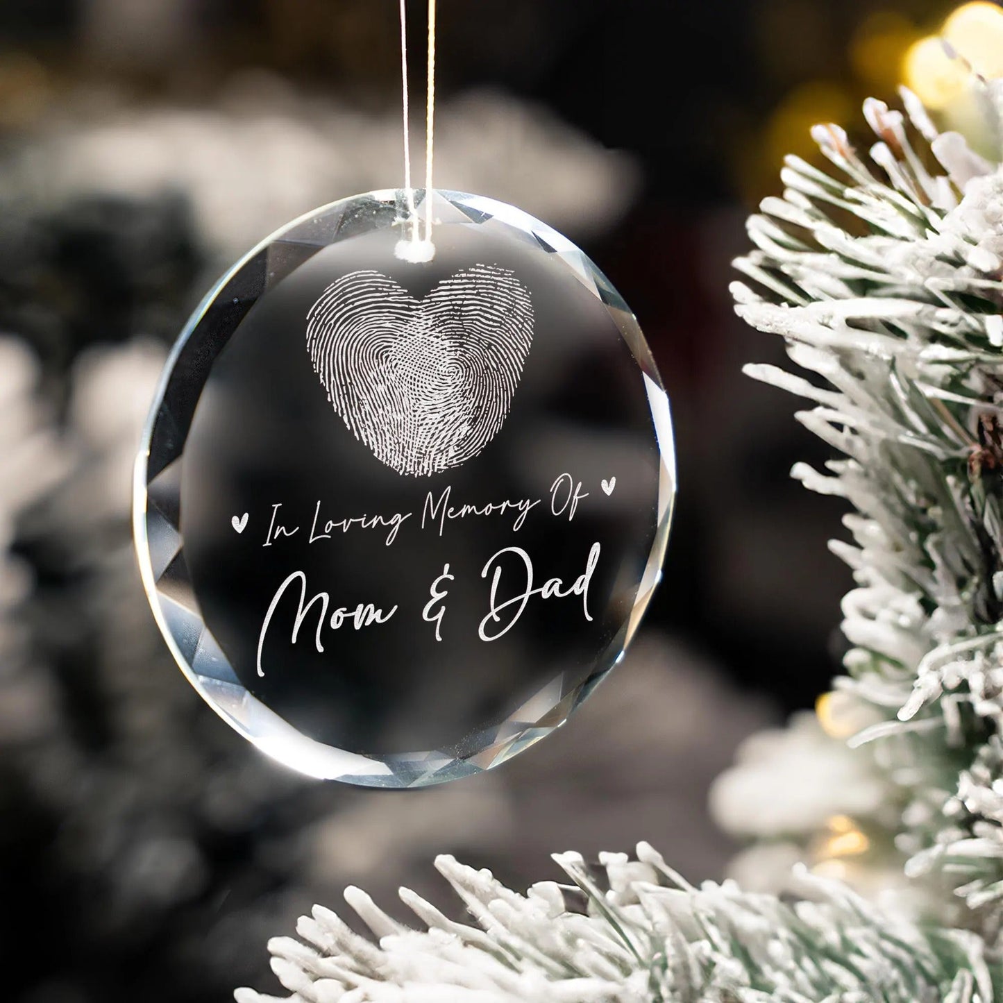 In loving memory of ornaments crafted as elegant glass keepsakes with custom fingerprint