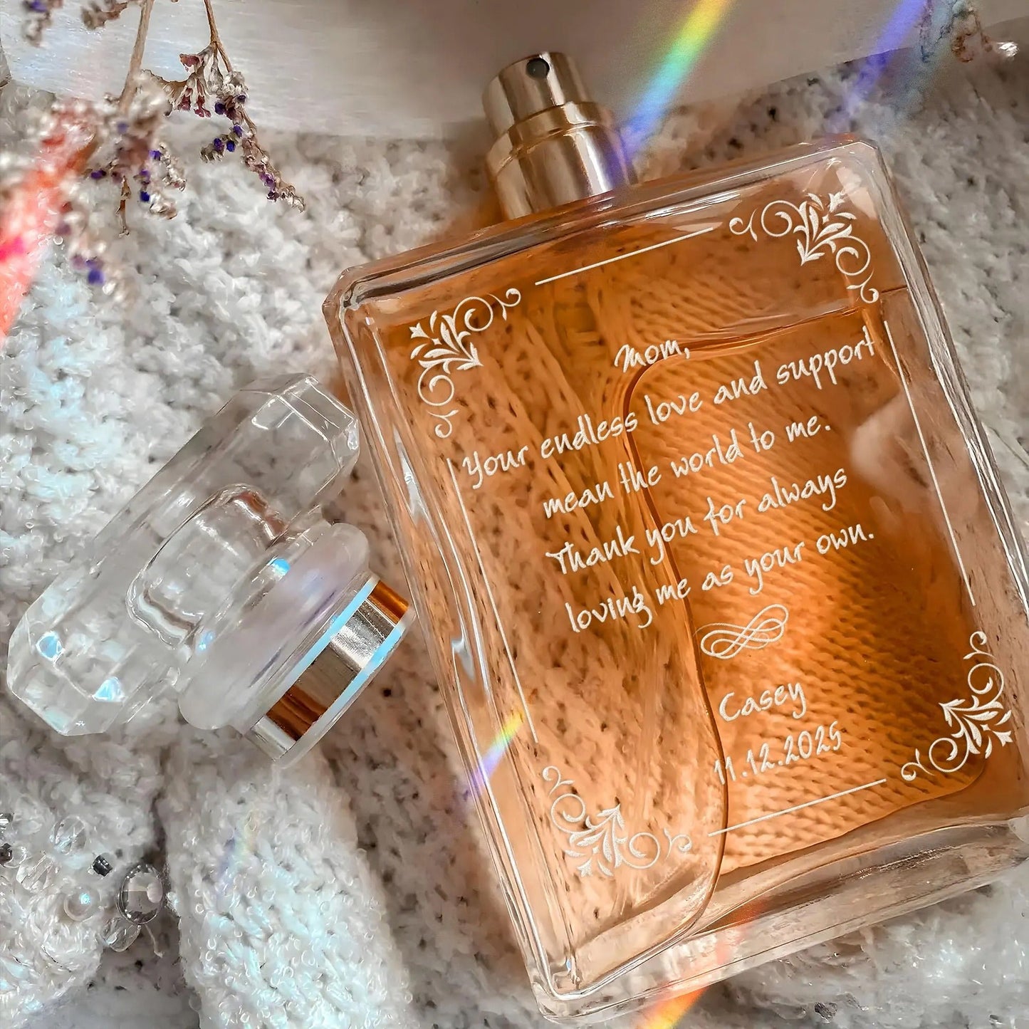 Unique Personalized Glass Perfume Bottle for Mom ideal as gifts for step mom and thoughtful wedding mementos