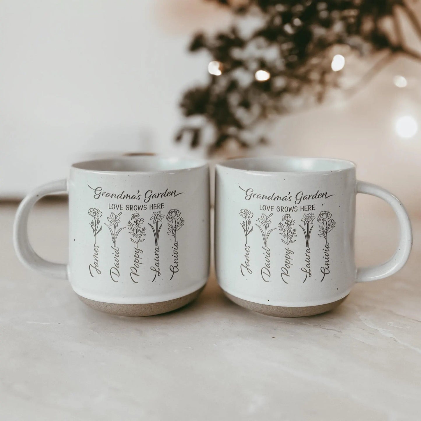 Grandparent mugs like Grandma's Garden pottery mug for nana gifts and special occasions