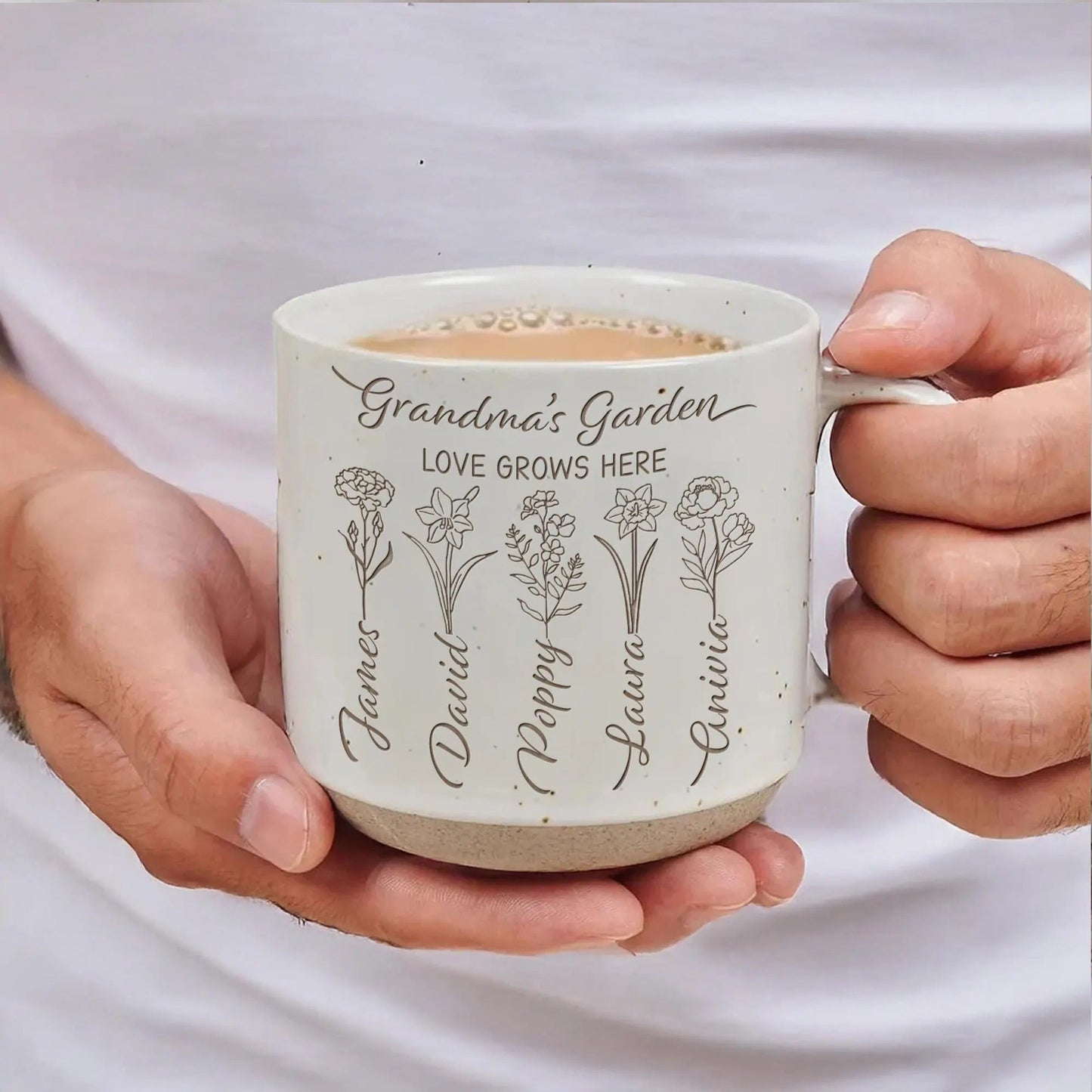 Grandma coffee mug featuring personalized garden theme perfect for gifts for grandma