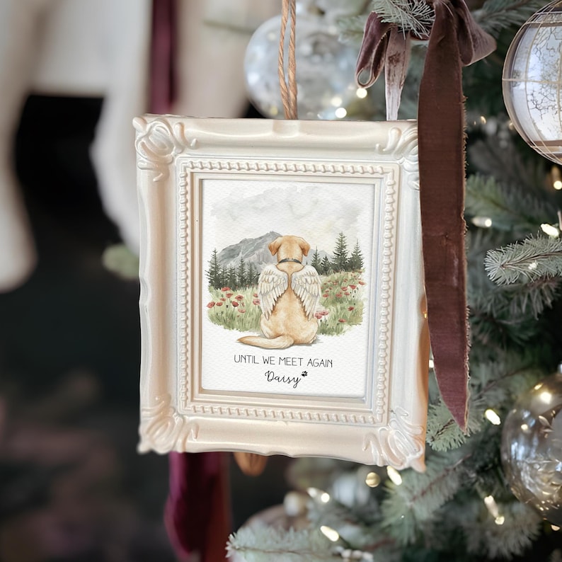 This watercolor Christmas ornament style frame, the Personalized Hand-Painted Baby Portrait Frame Ornament, is a unique personalized baby's first Christmas ornament.