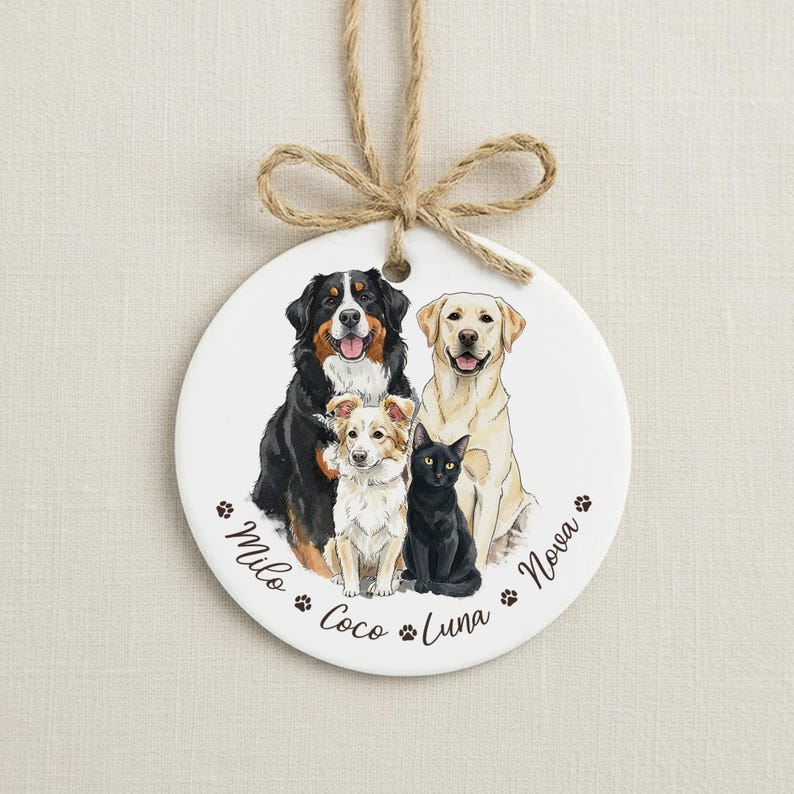 The ultimate gift for pet owners, the Hand-Painted Pet Portrait From Photos Ornament is a custom hand painted pet portrait on an ornament.