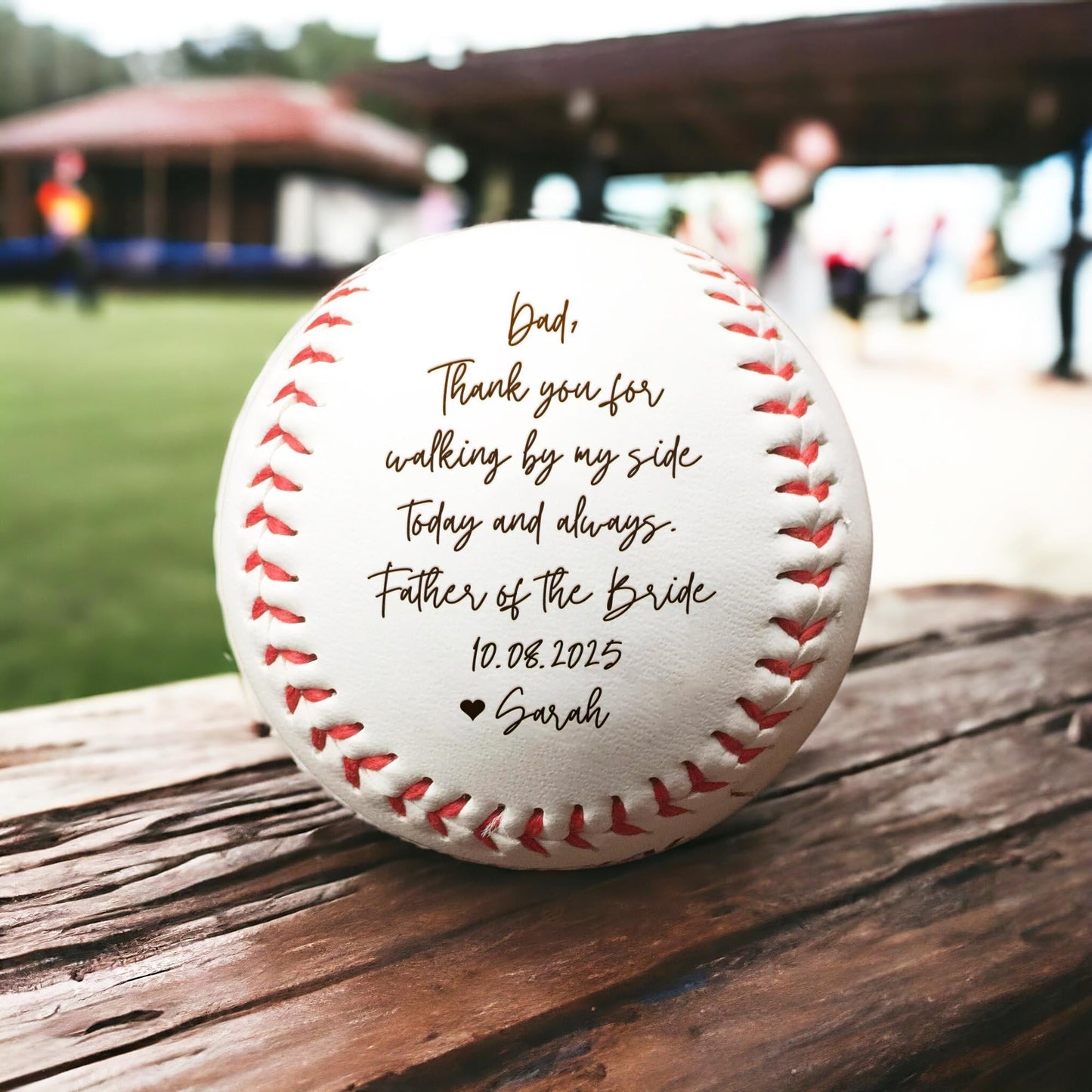Personalized Handwriting Father of the Bride Baseball perfect for sports loving dads on wedding day
