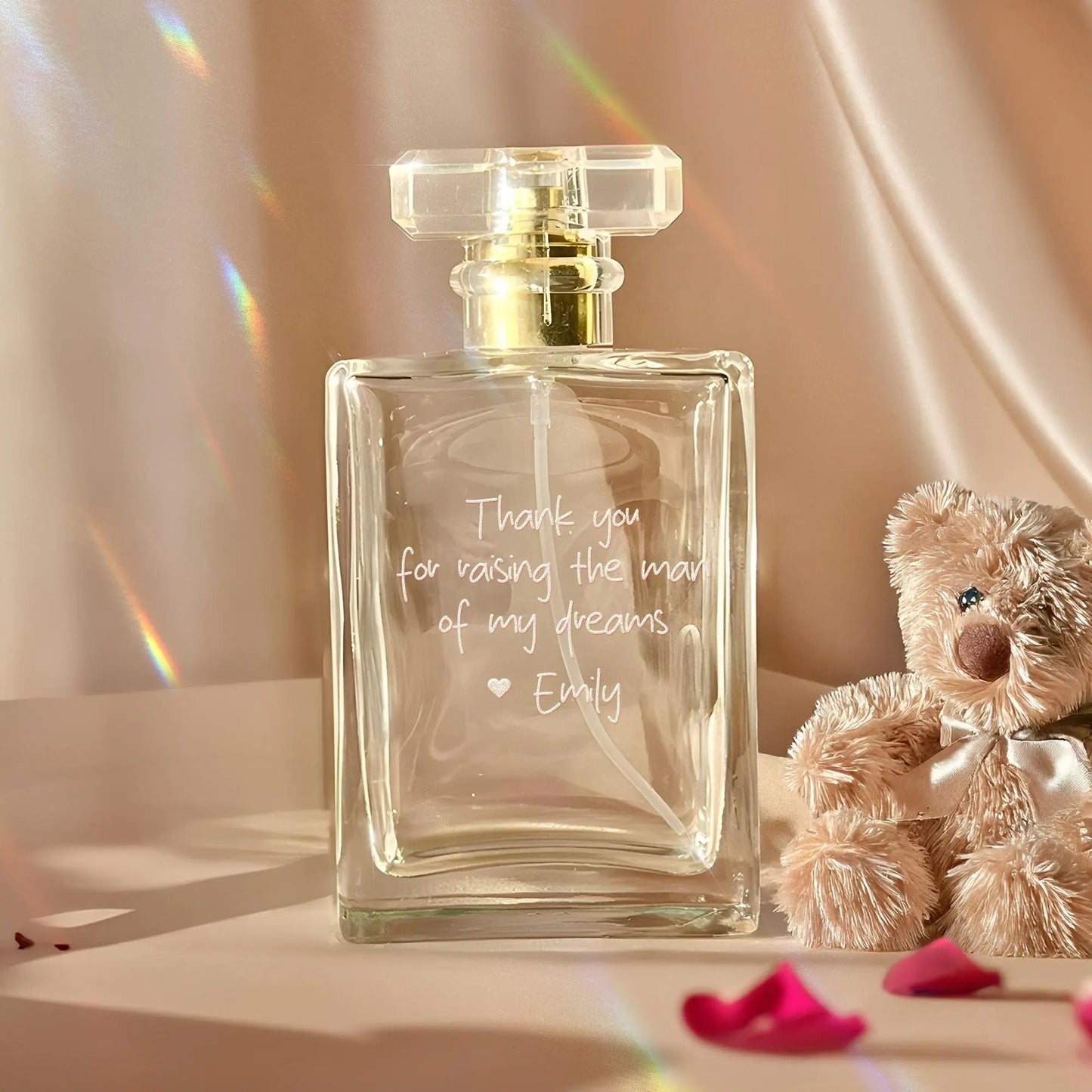 Personalized Handwriting Glass Perfume Bottle for Mom designed as elegant wedding gift for mom and keepsake