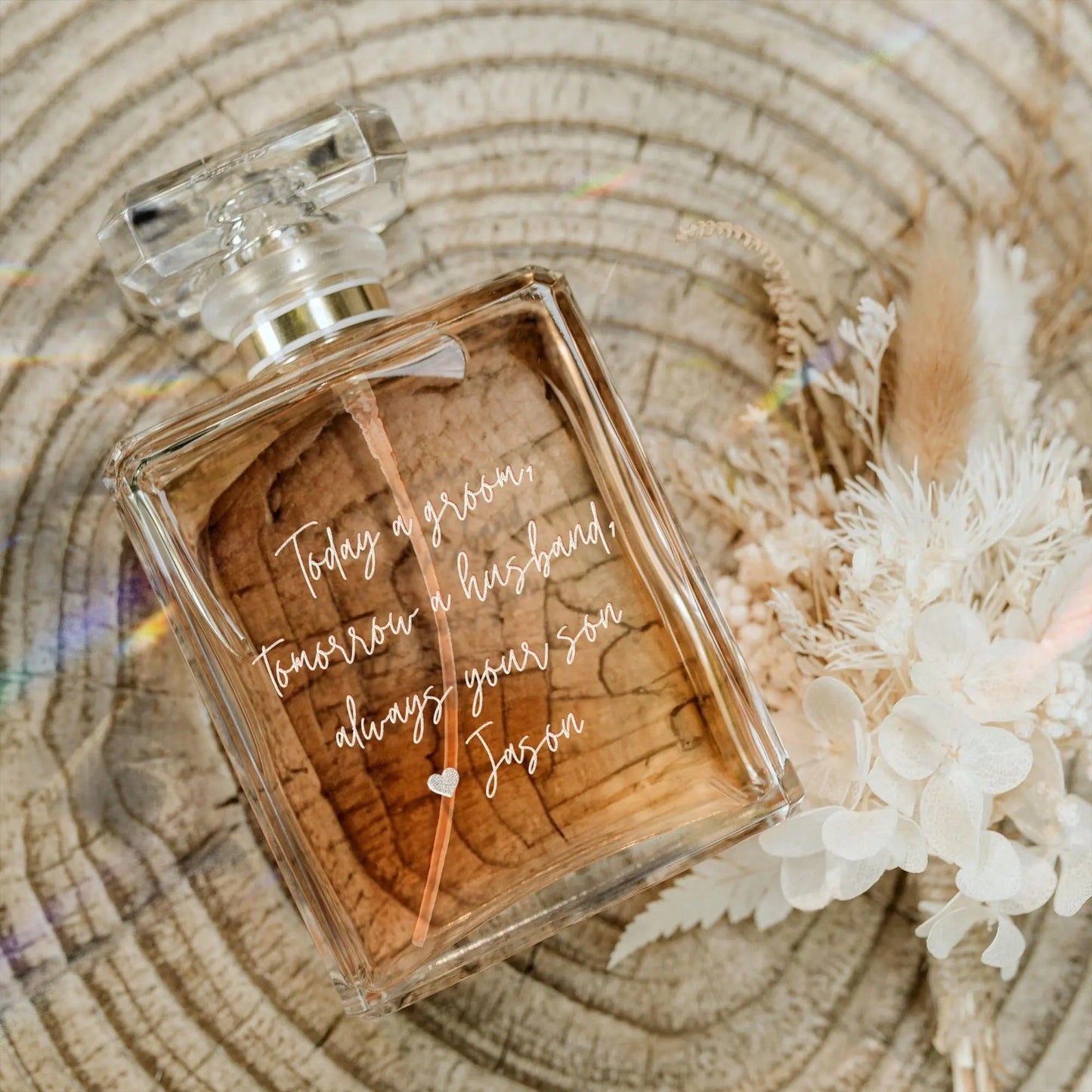 Elegant Personalized Handwriting Glass Perfume Bottle for Mother of Groom crafted as thoughtful mother of the bride gifts and mother of the groom gifts
