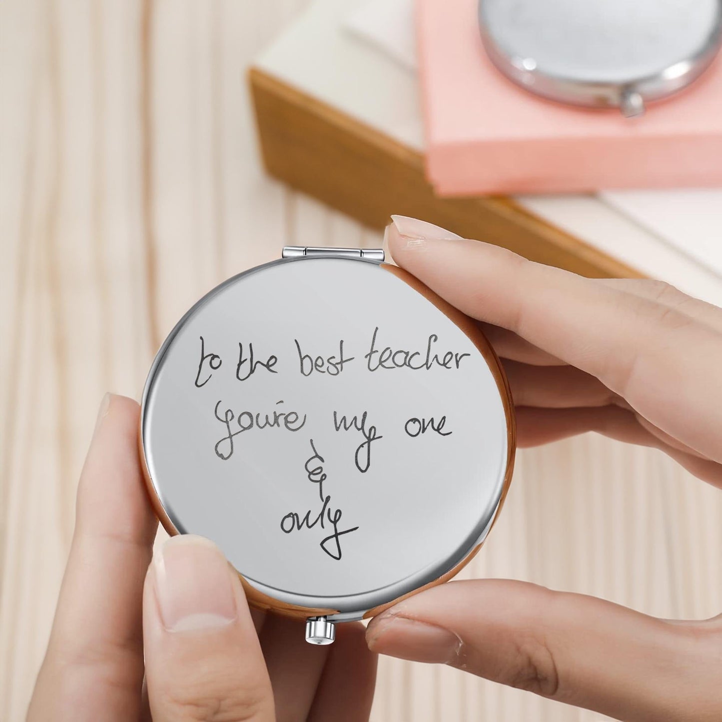 Personalized compact mirror for mother of the bride as a meaningful thank you gift