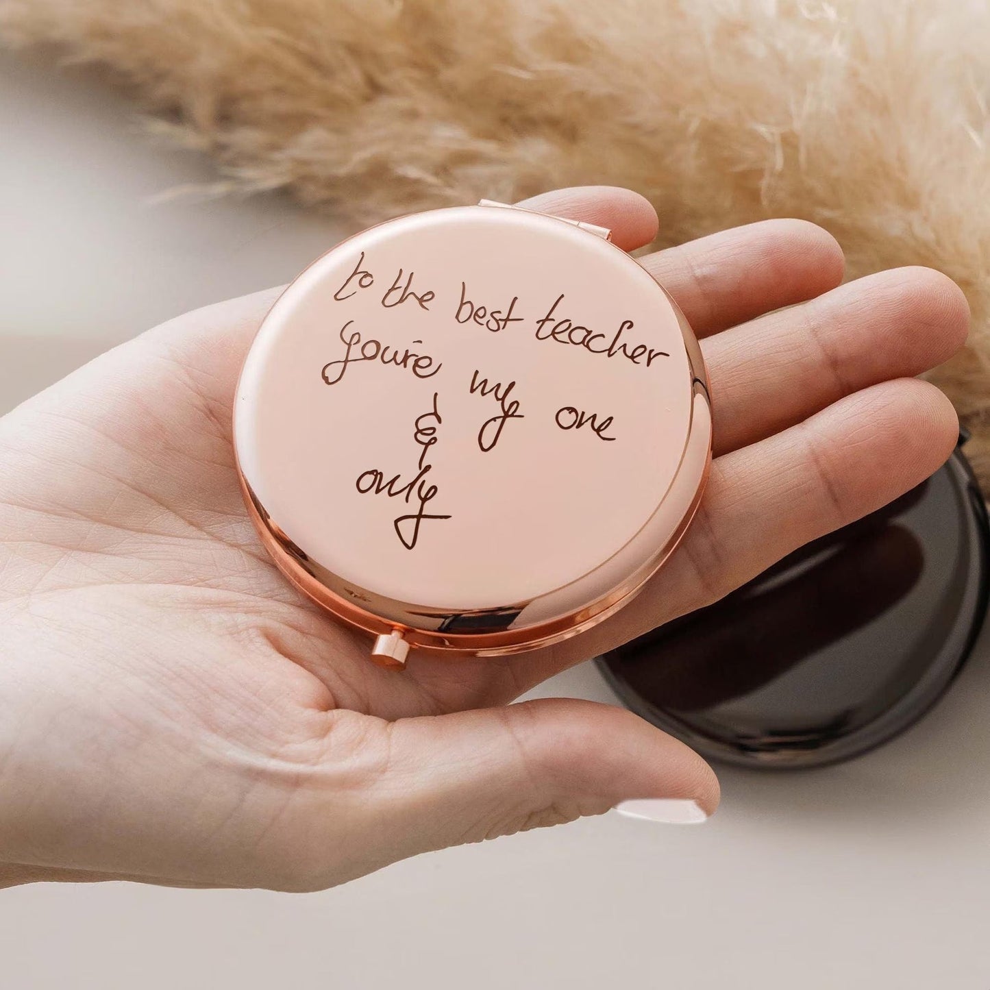 Compact mirror with custom handwriting perfect for mother of the bride gifts