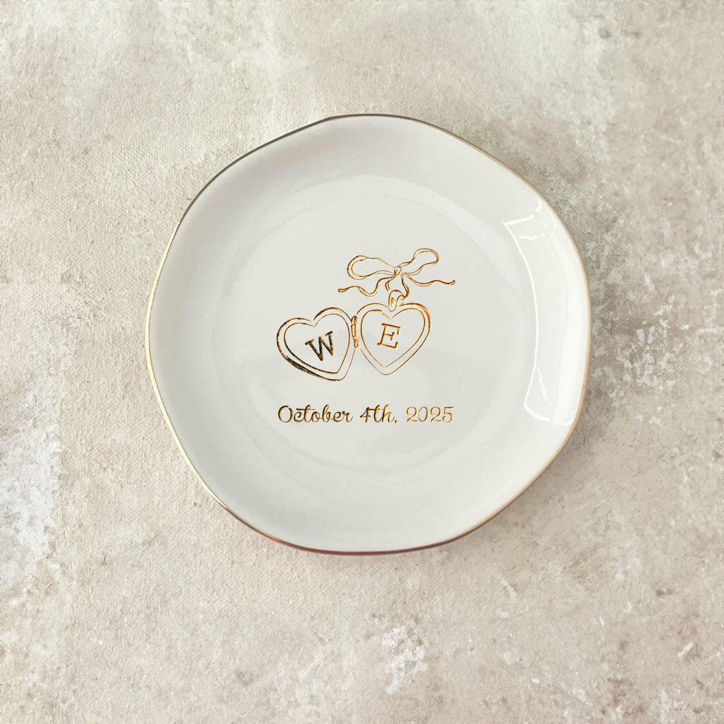 Personalized Locket Wedding Ring Dish as elegant wedding ring dish for bride and groom
