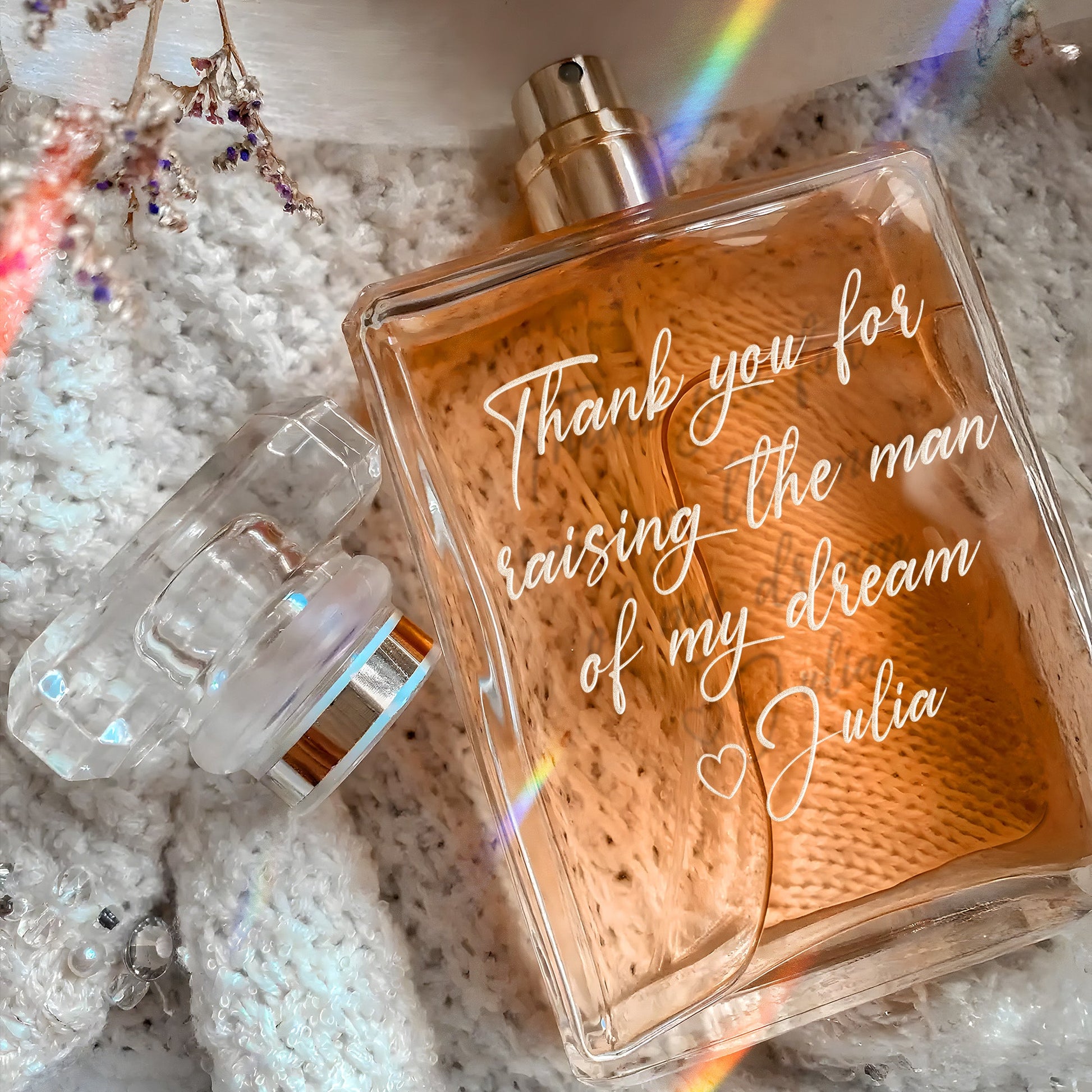 Custom Personalized Message Glass Perfume Bottle perfect as mother of the bride gifts and bridal memento